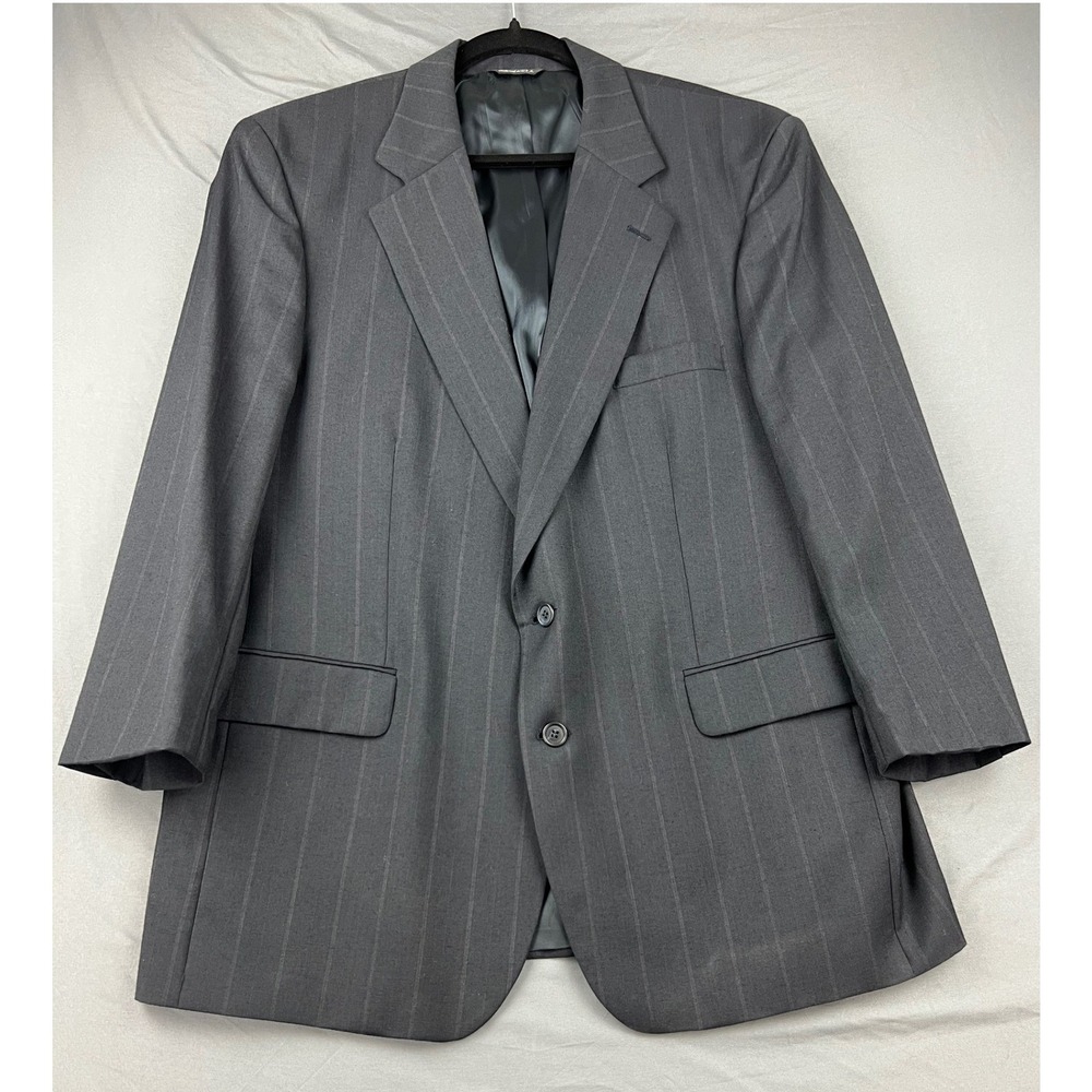 Cricketeer Blazer Mens 46 Gray Good Pinstripe Sport Coat Tailored USA 2 Button